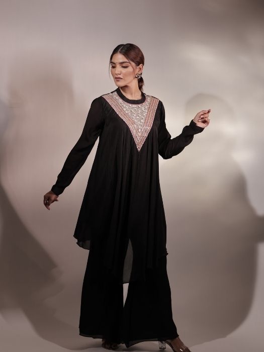 Black Sequins Party-wear Cordset