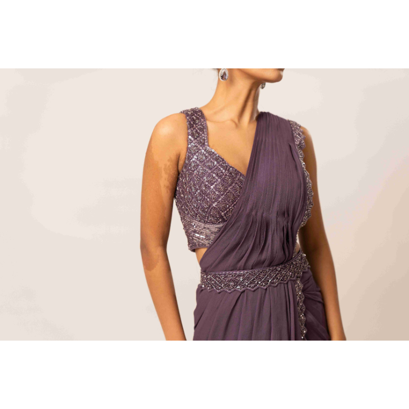 Embellished Bustier Drape Saree