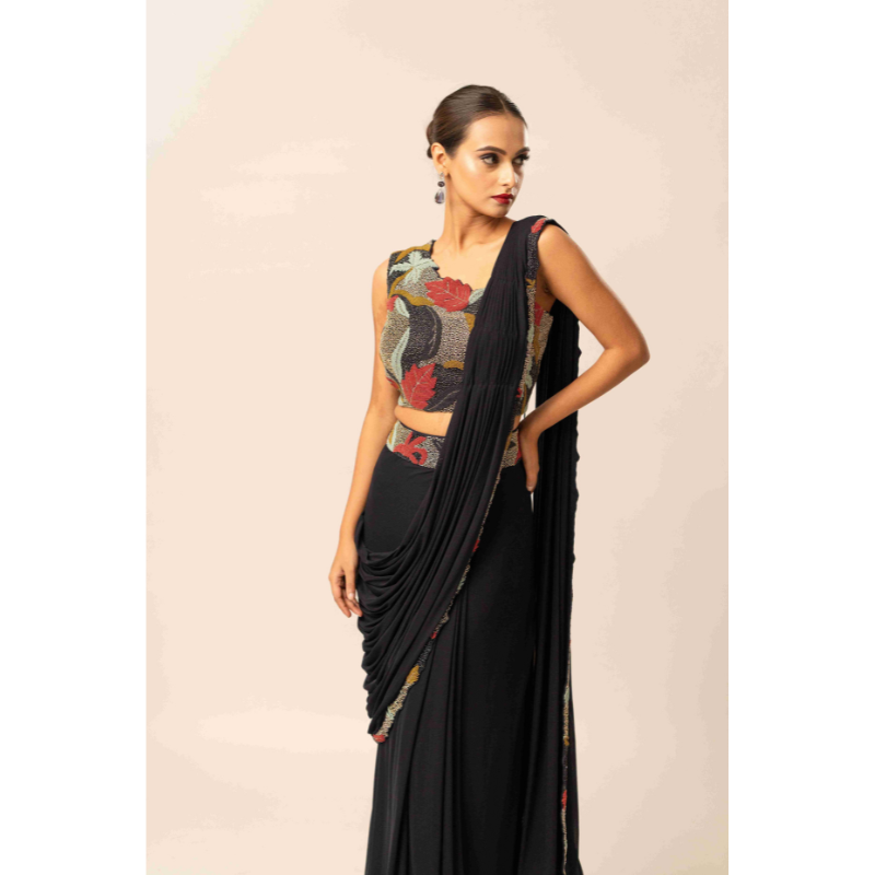 Foliage Embellished Drape Saree