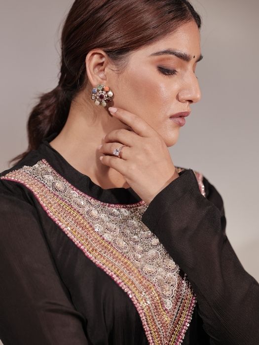Black Sequins Party-wear Cordset