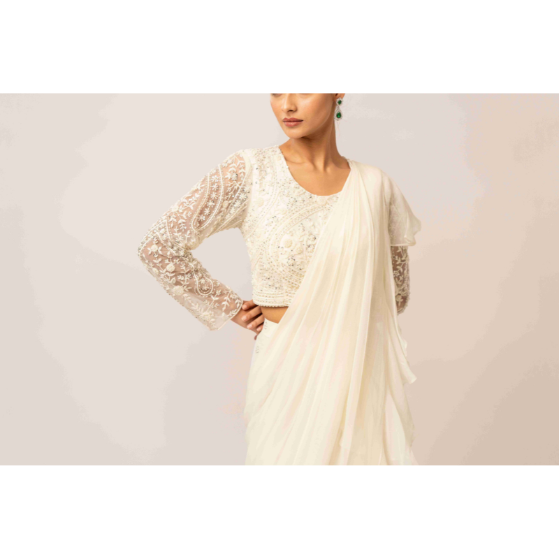 Fabric Gorget with Parle and Sequins Work