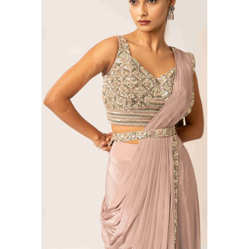 Drape Saree with Sequence and Parle Work