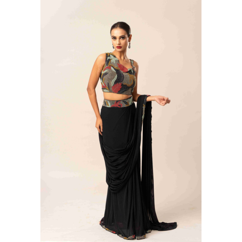 Foliage Embellished Drape Saree