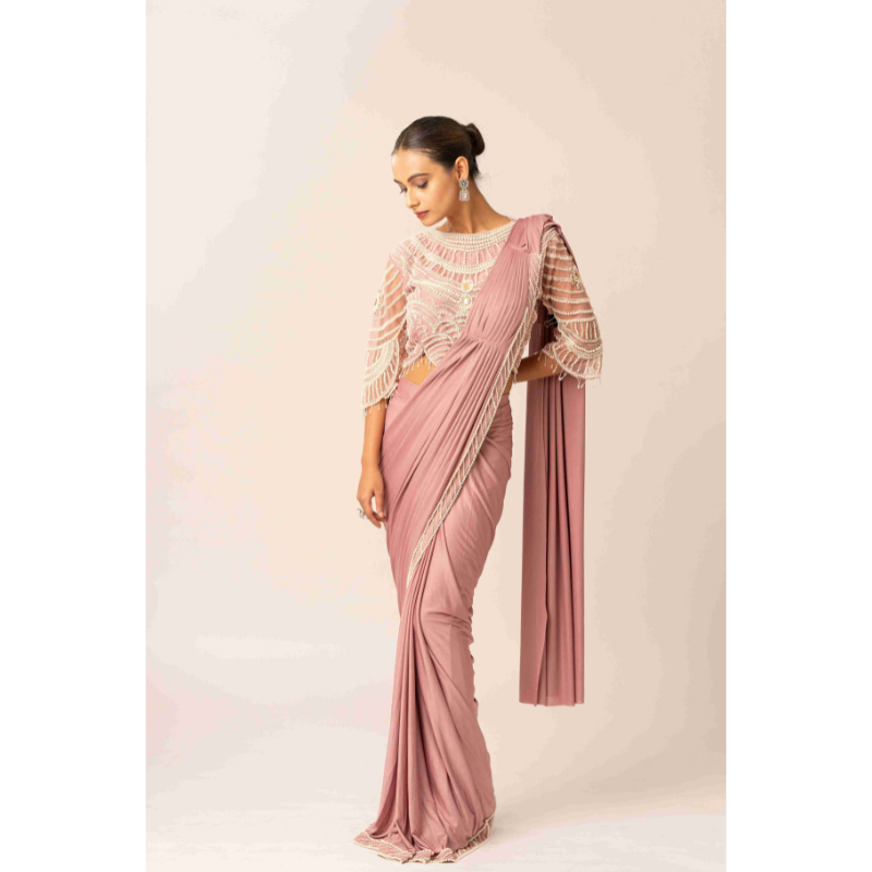 Fabric Lycra with Parle and Sequins Work Pink