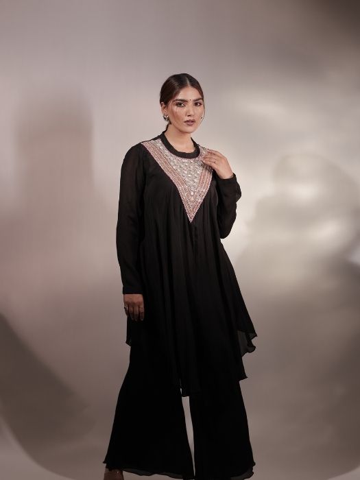 Black Sequins Party-wear Cordset
