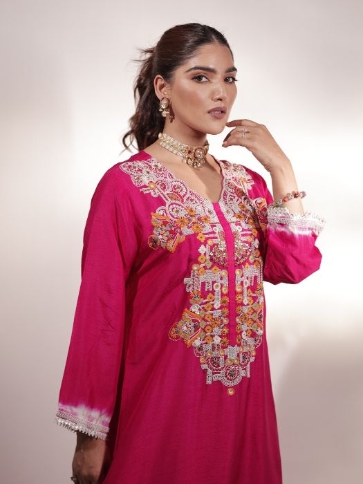 Pink Zardozi Work Suit Set