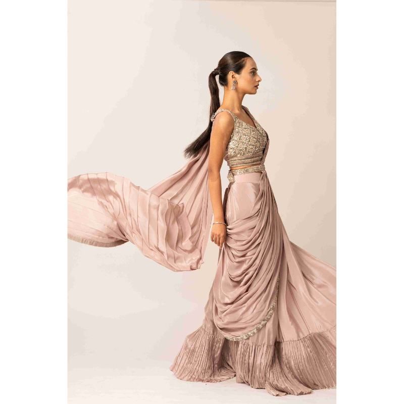 Drape Saree with Sequence and Parle Work