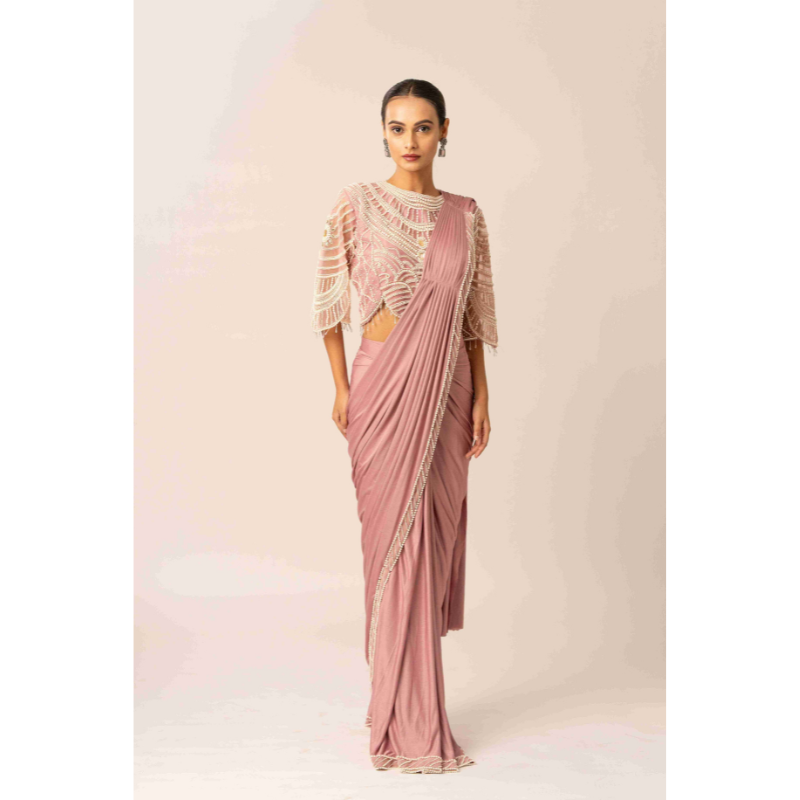 Fabric Lycra with Parle and Sequins Work Pink
