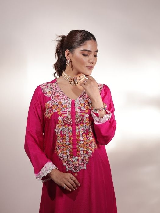 Pink Zardozi Work Suit Set