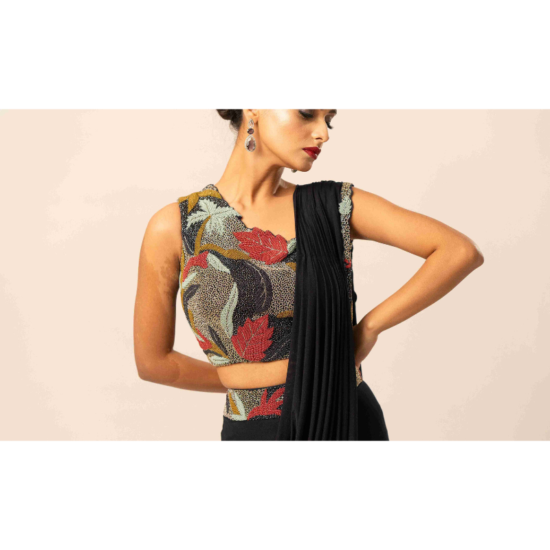 Foliage Embellished Drape Saree