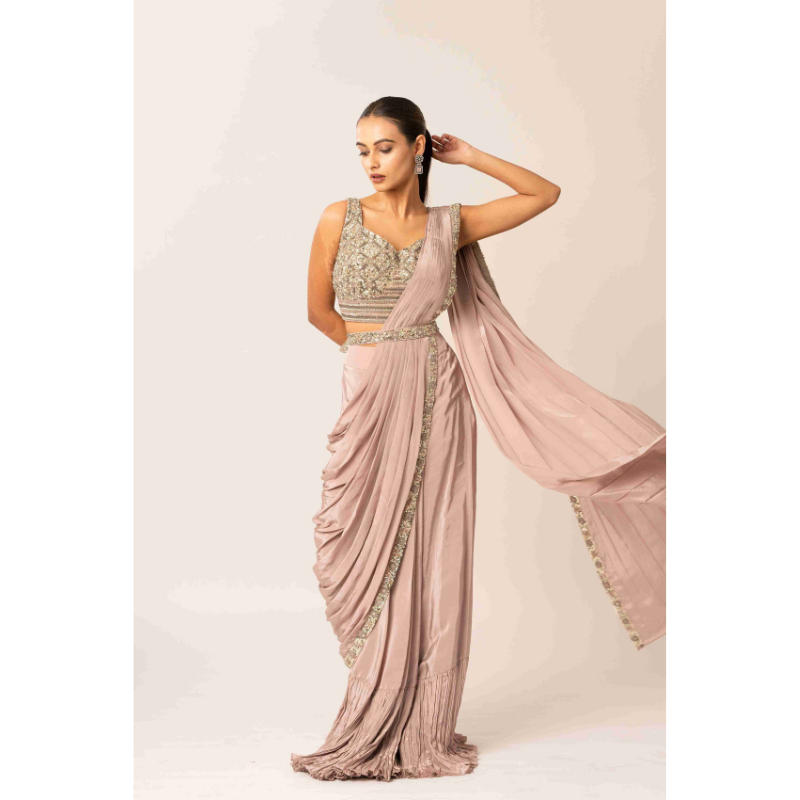 Drape Saree with Sequence and Parle Work