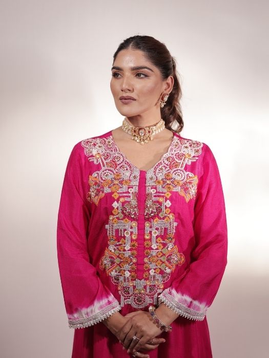 Pink Zardozi Work Suit Set