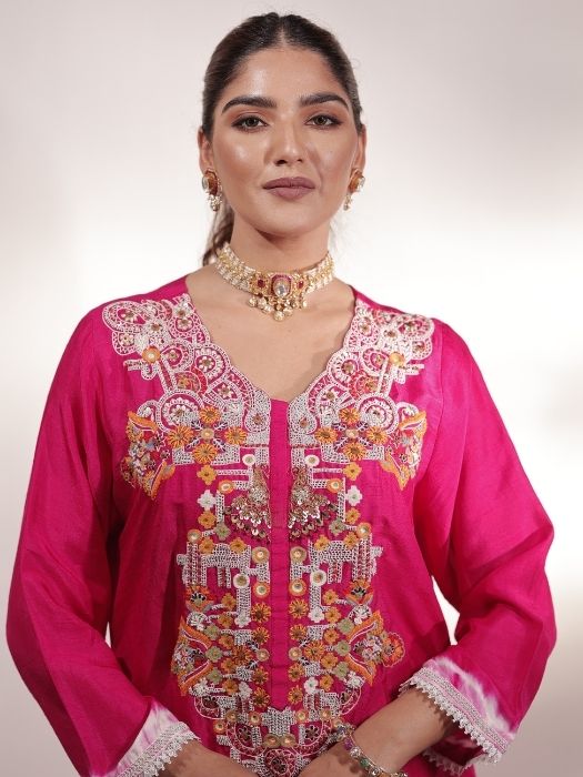 Pink Zardozi Work Suit Set