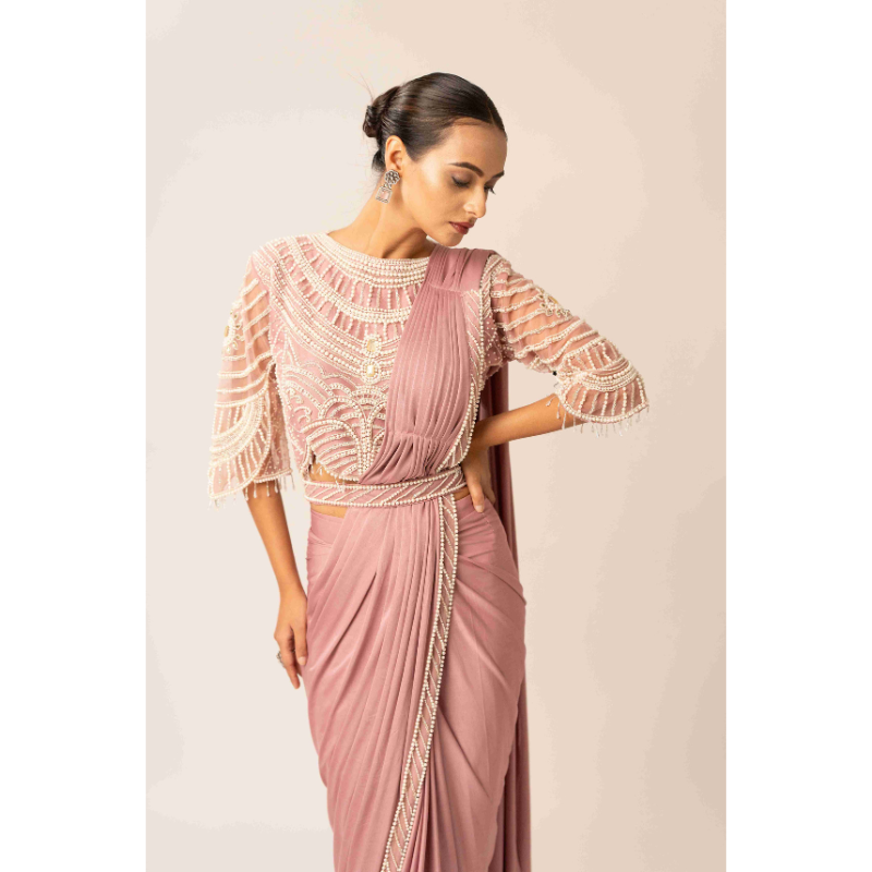 Fabric Lycra with Parle and Sequins Work Pink