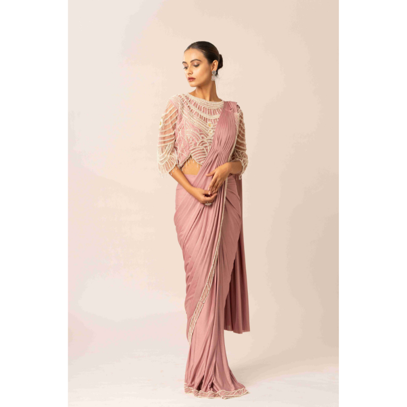 Fabric Lycra with Parle and Sequins Work Pink