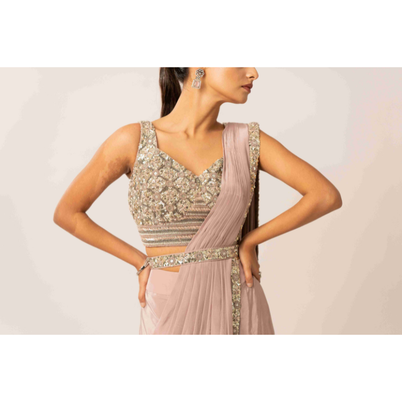 Drape Saree with Sequence and Parle Work