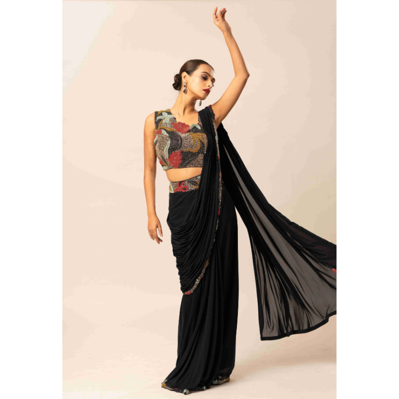 Foliage Embellished Drape Saree