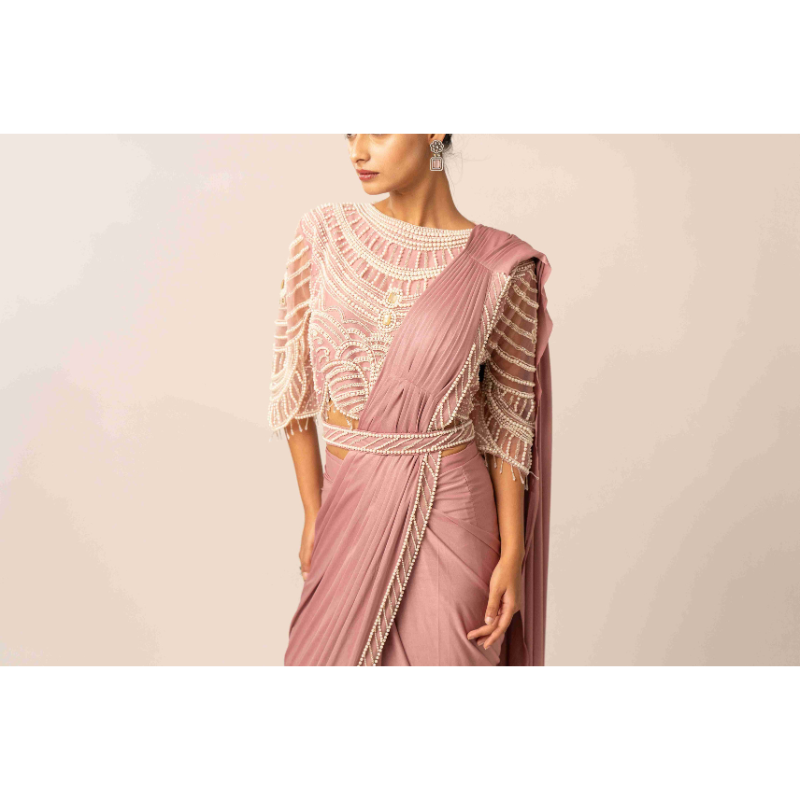 Fabric Lycra with Parle and Sequins Work Pink