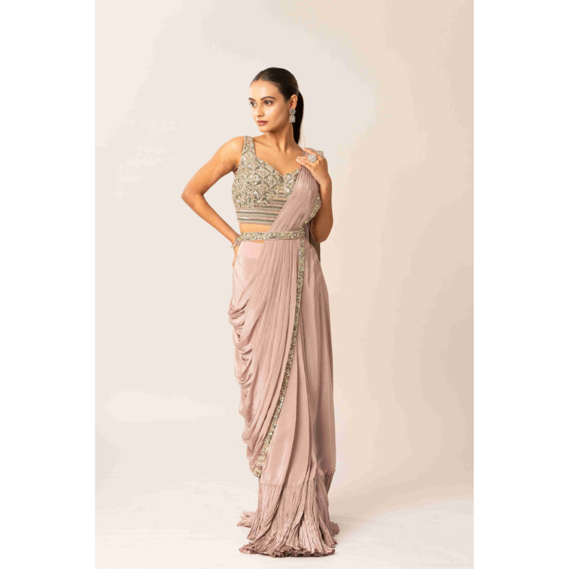 Drape Saree with Sequence and Parle Work
