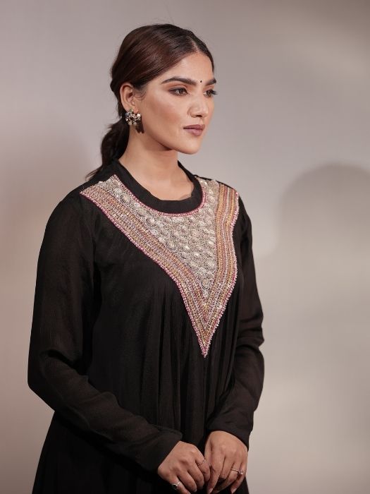 Black Sequins Party-wear Cordset