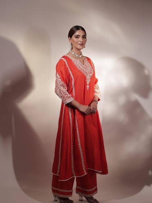 Orange Resham Kurta Set
