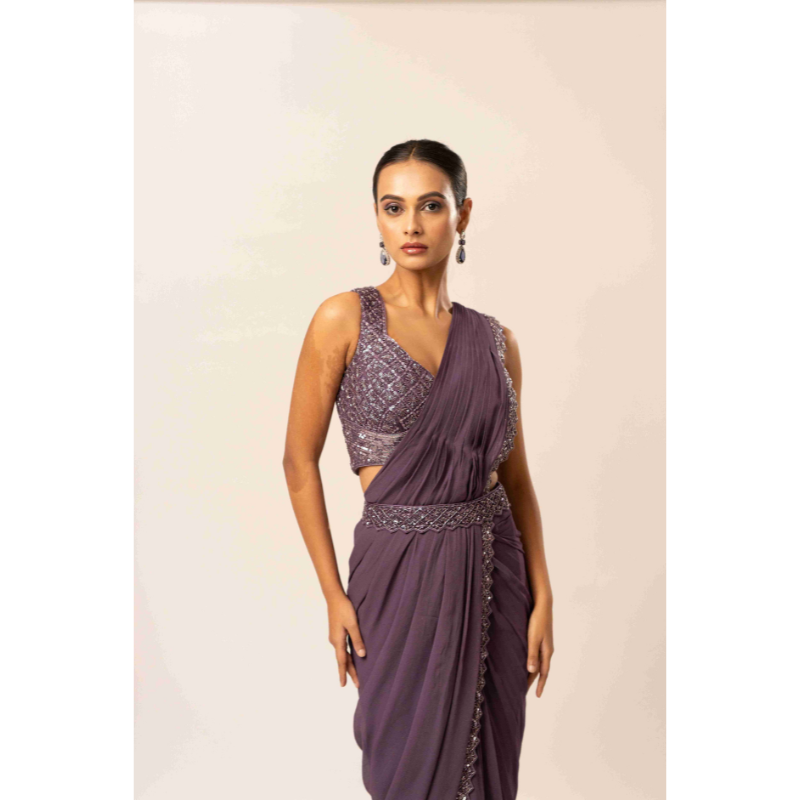 Embellished Bustier Drape Saree